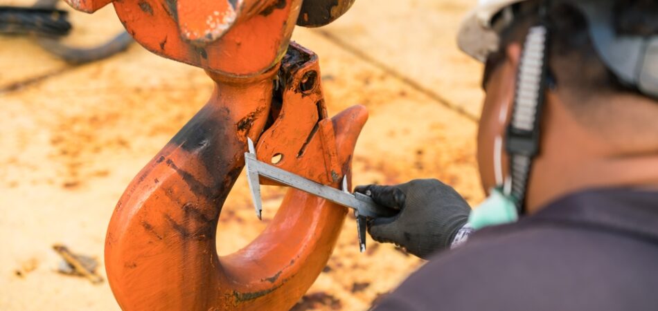 Mechanical,engineer,inspector,is,inspecting,lifting,equipment,of,pedestal,crane